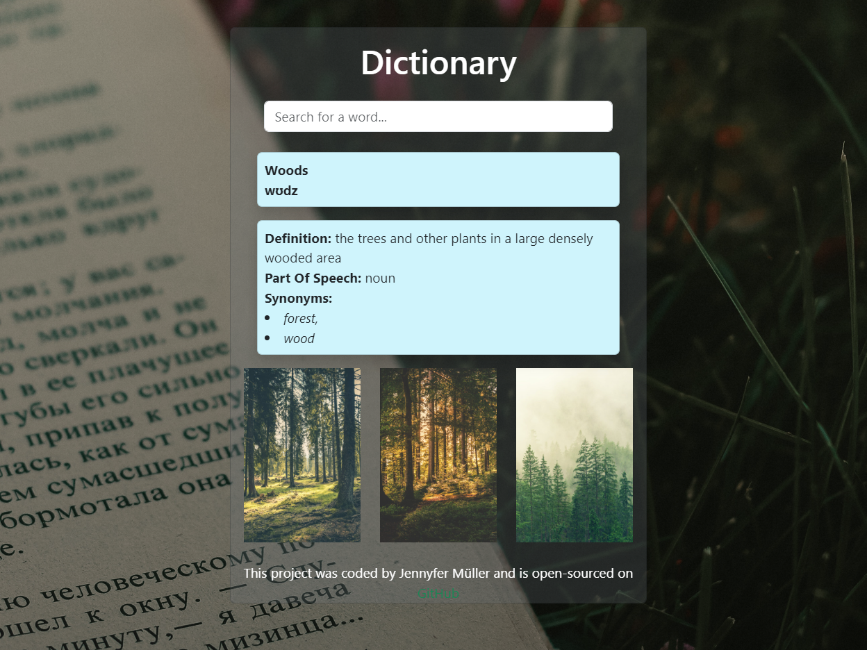 React Dictionary